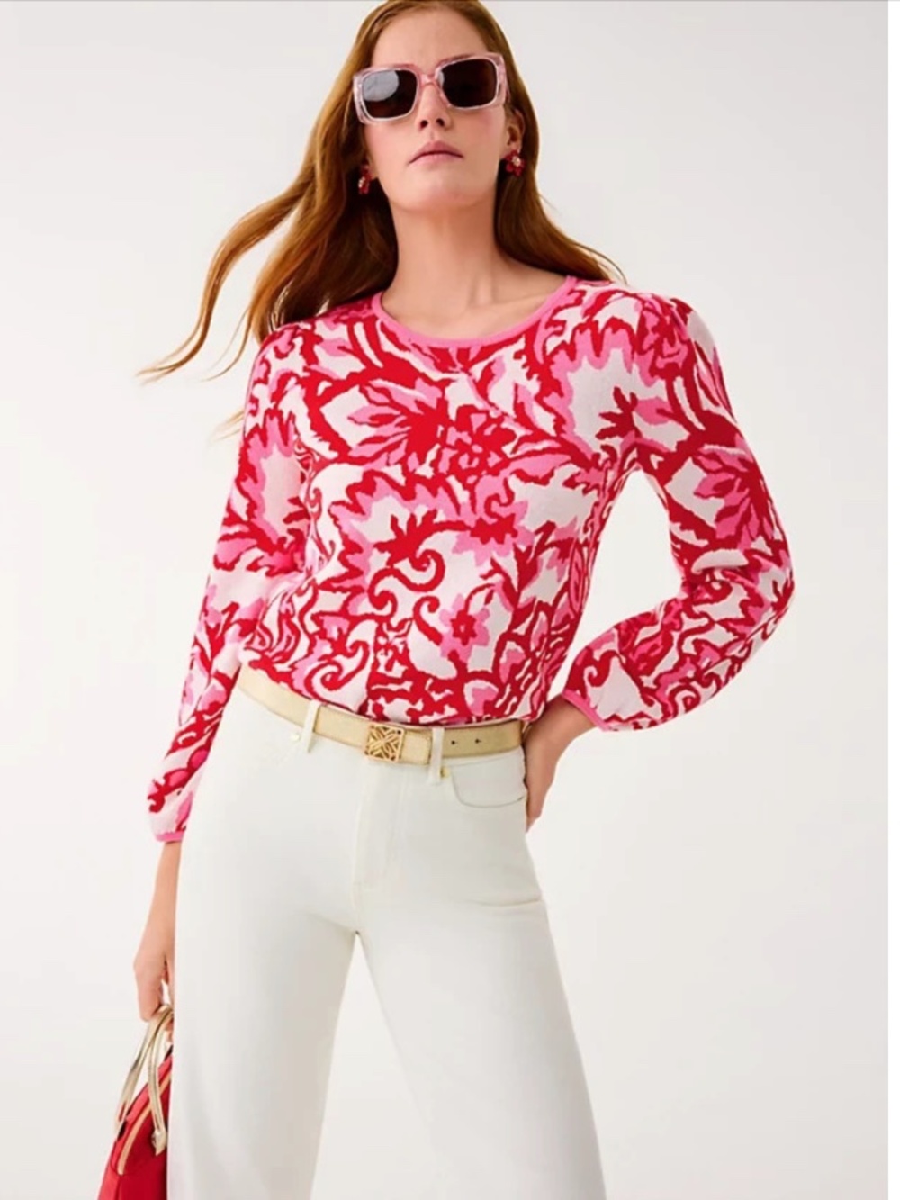 Lilly Pulitzer Veronita Sweater in Coconut Spicy Socialite Jacquard